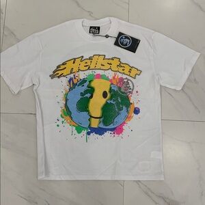 Hellstar White Tee Smiley World Mens T-Shirt Size Large